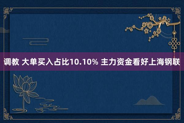 调教 大单买入占比10.10% 主力资金看好上海钢联