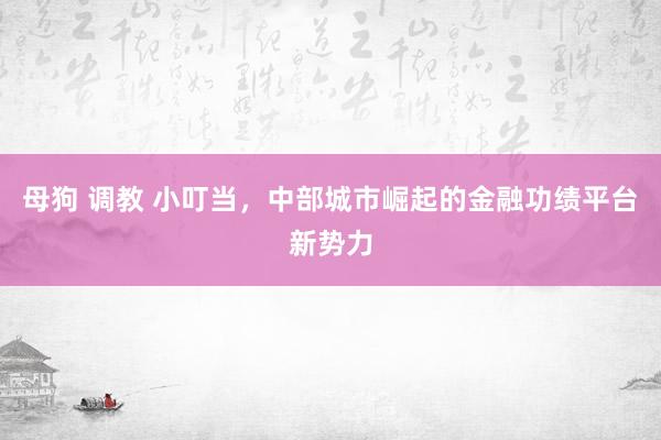 母狗 调教 小叮当，中部城市崛起的金融功绩平台新势力