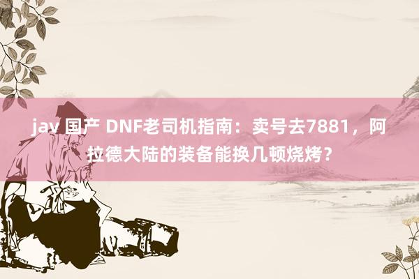 jav 国产 DNF老司机指南：卖号去7881，阿拉德大陆的装备能换几顿烧烤？