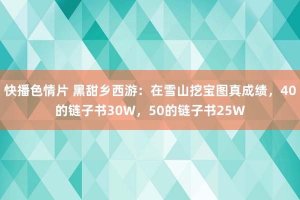 快播色情片 黑甜乡西游：在雪山挖宝图真成绩，40的链子书30W，50的链子书25W