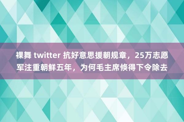 裸舞 twitter 抗好意思援朝规章，25万志愿军注重朝鲜五年，为何毛主席倏得下令除去