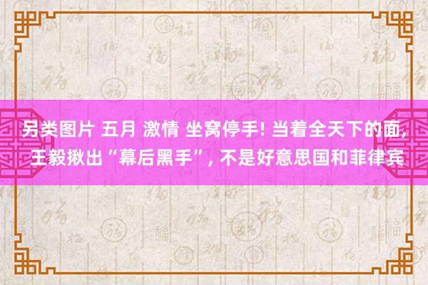 另类图片 五月 激情 坐窝停手! 当着全天下的面， 王毅揪出“幕后黑手”， 不是好意思国和菲律宾