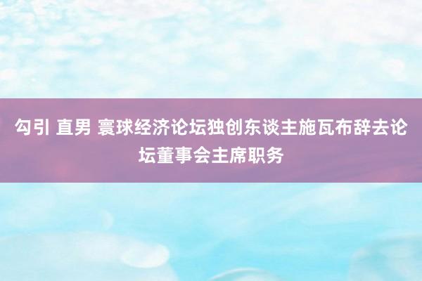 勾引 直男 寰球经济论坛独创东谈主施瓦布辞去论坛董事会主席职务