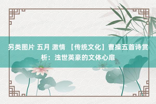 另类图片 五月 激情 【传统文化】曹操五首诗赏析：浊世英豪的文体心扉