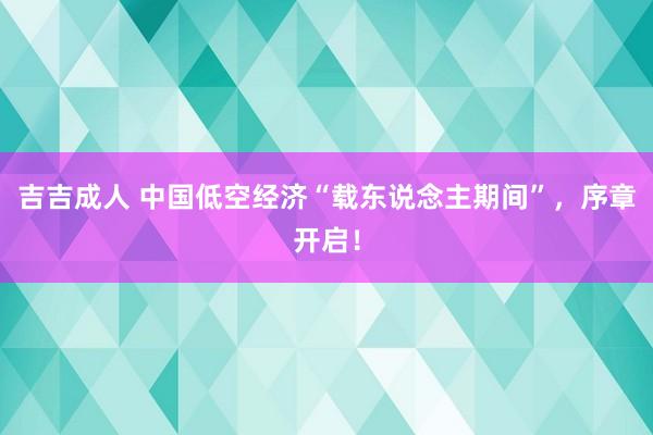 吉吉成人 中国低空经济“载东说念主期间”，序章开启！